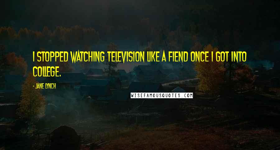 Jane Lynch Quotes: I stopped watching television like a fiend once I got into college.