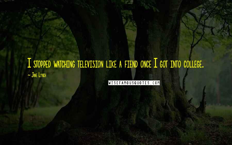 Jane Lynch Quotes: I stopped watching television like a fiend once I got into college.