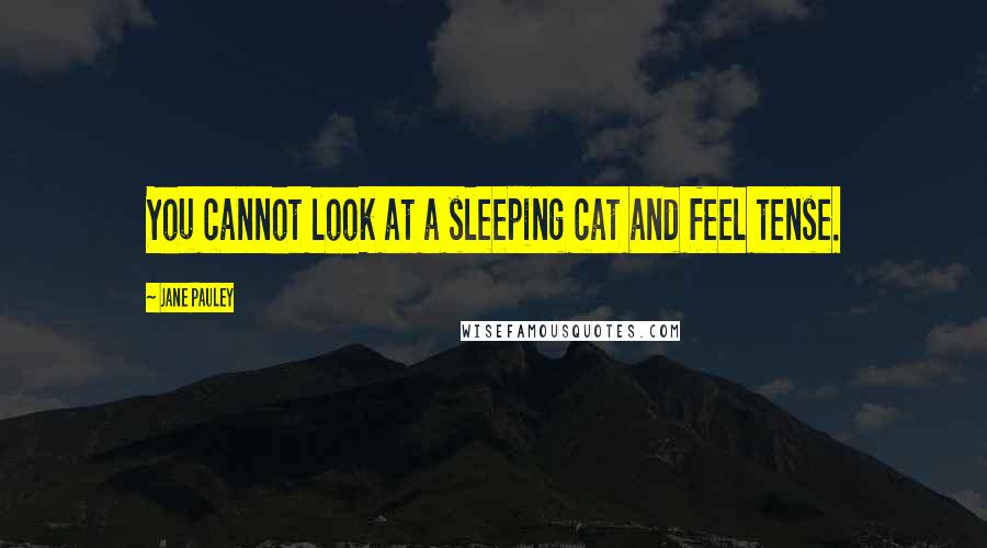 Jane Pauley Quotes: You cannot look at a sleeping cat and feel tense.