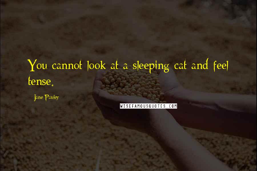 Jane Pauley Quotes: You cannot look at a sleeping cat and feel tense.