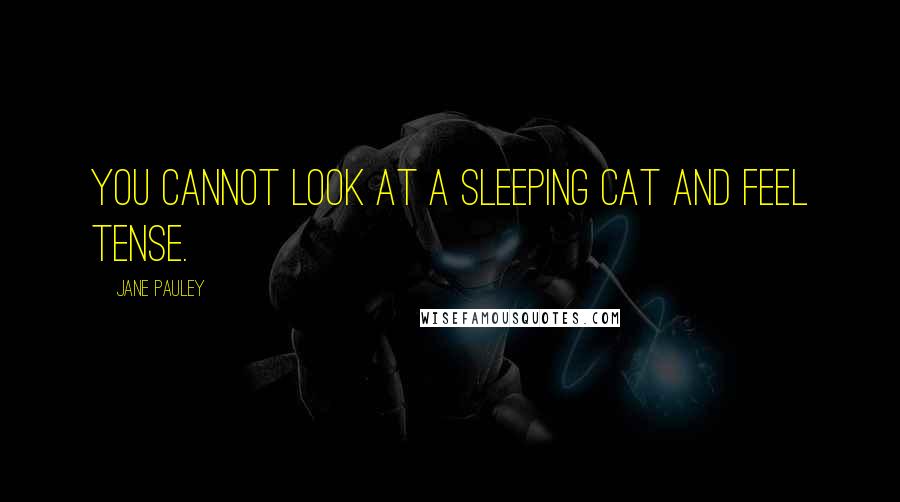 Jane Pauley Quotes: You cannot look at a sleeping cat and feel tense.