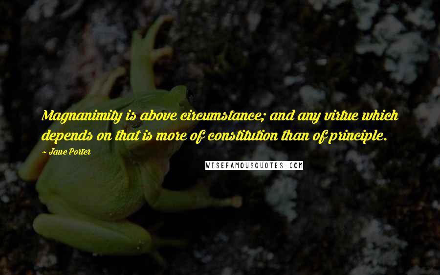 Jane Porter Quotes: Magnanimity is above circumstance; and any virtue which depends on that is more of constitution than of principle.