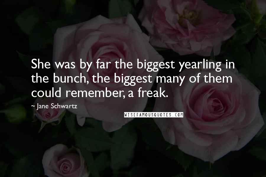 Jane Schwartz Quotes: She was by far the biggest yearling in the bunch, the biggest many of them could remember, a freak.