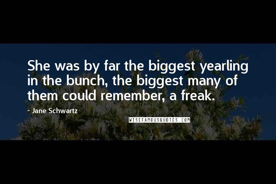 Jane Schwartz Quotes: She was by far the biggest yearling in the bunch, the biggest many of them could remember, a freak.