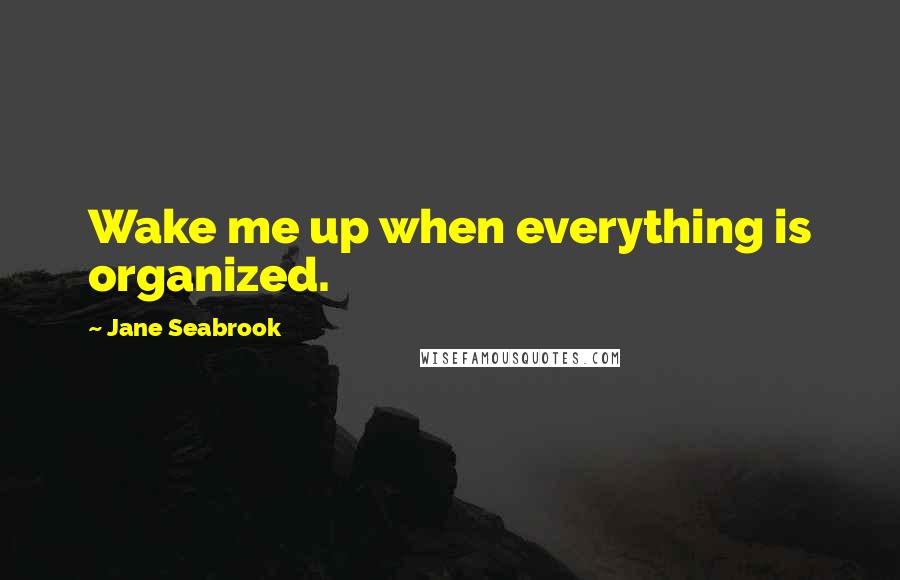 Jane Seabrook Quotes: Wake me up when everything is organized.