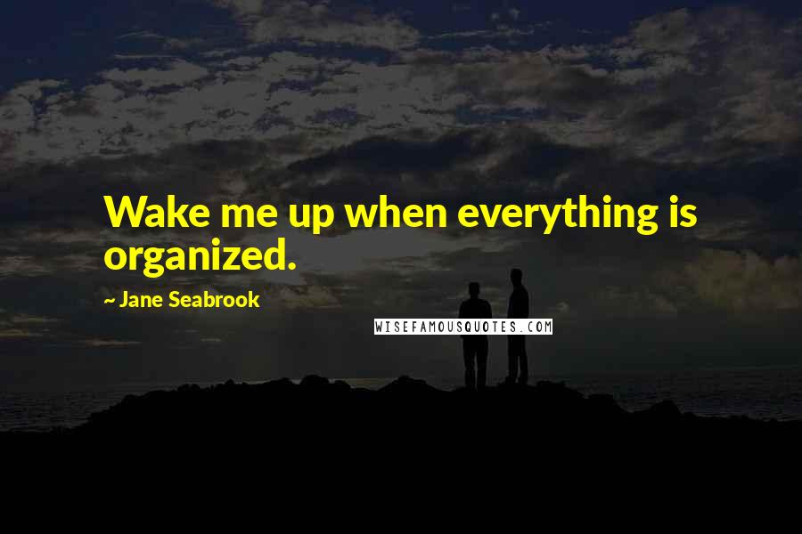 Jane Seabrook Quotes: Wake me up when everything is organized.