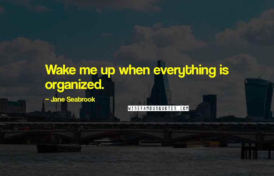 Jane Seabrook Quotes: Wake me up when everything is organized.