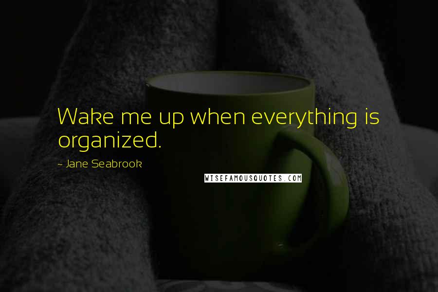 Jane Seabrook Quotes: Wake me up when everything is organized.