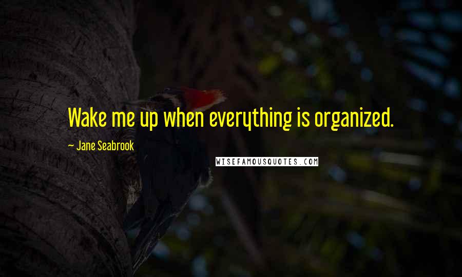 Jane Seabrook Quotes: Wake me up when everything is organized.