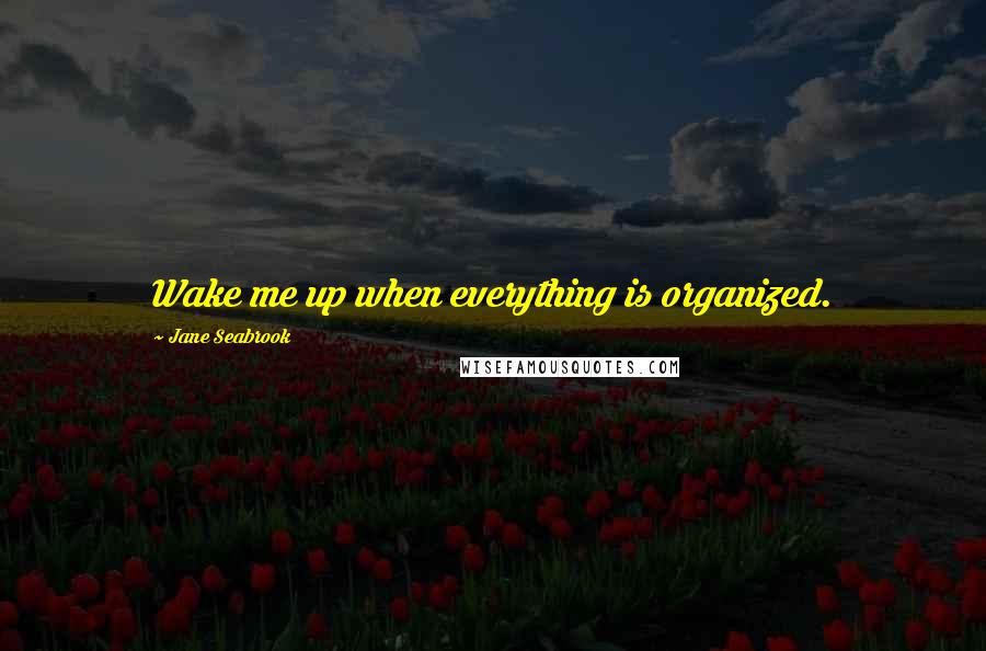 Jane Seabrook Quotes: Wake me up when everything is organized.