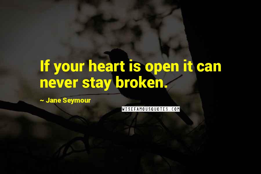 Jane Seymour Quotes: If your heart is open it can never stay broken.