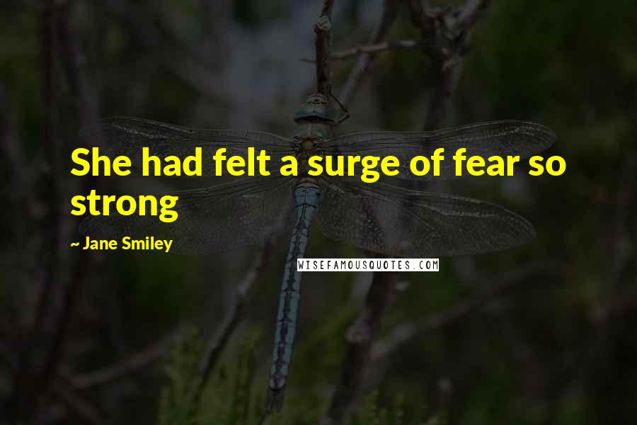 Jane Smiley Quotes: She had felt a surge of fear so strong