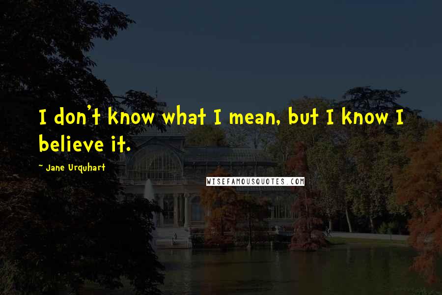 Jane Urquhart Quotes: I don't know what I mean, but I know I believe it.