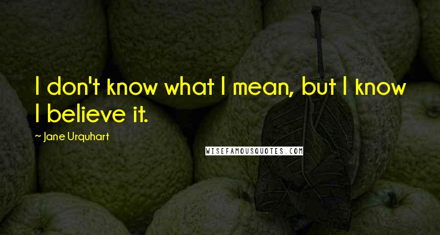 Jane Urquhart Quotes: I don't know what I mean, but I know I believe it.