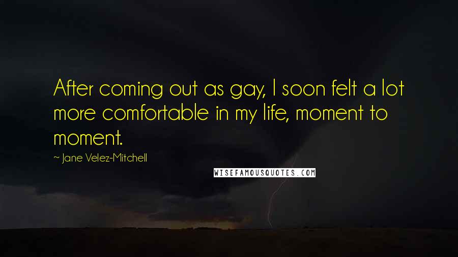 Jane Velez-Mitchell Quotes: After coming out as gay, I soon felt a lot more comfortable in my life, moment to moment.