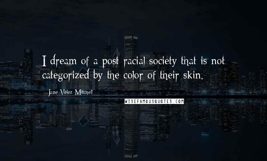 Jane Velez-Mitchell Quotes: I dream of a post-racial society that is not categorized by the color of their skin.