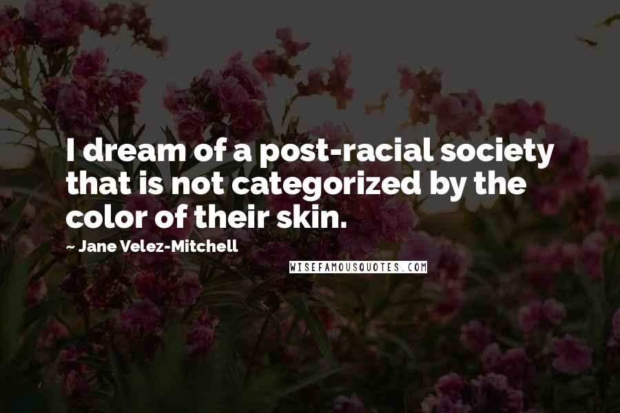 Jane Velez-Mitchell Quotes: I dream of a post-racial society that is not categorized by the color of their skin.