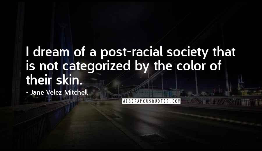 Jane Velez-Mitchell Quotes: I dream of a post-racial society that is not categorized by the color of their skin.