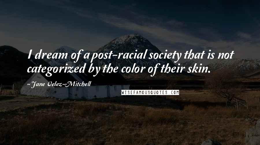 Jane Velez-Mitchell Quotes: I dream of a post-racial society that is not categorized by the color of their skin.