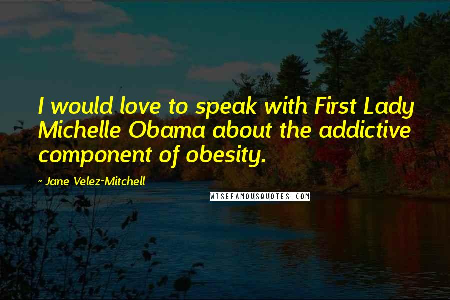 Jane Velez-Mitchell Quotes: I would love to speak with First Lady Michelle Obama about the addictive component of obesity.