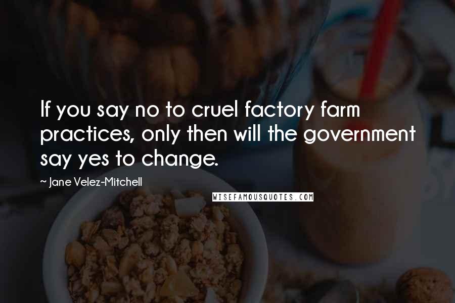 Jane Velez-Mitchell Quotes: If you say no to cruel factory farm practices, only then will the government say yes to change.