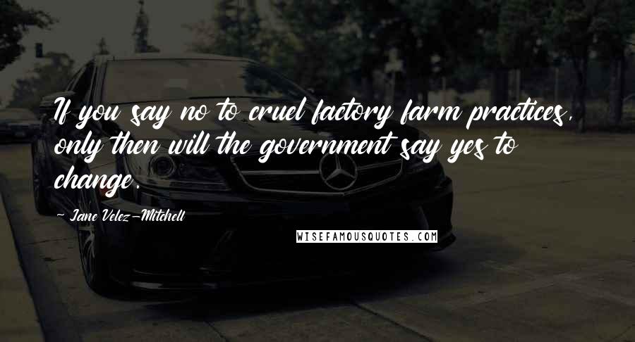 Jane Velez-Mitchell Quotes: If you say no to cruel factory farm practices, only then will the government say yes to change.