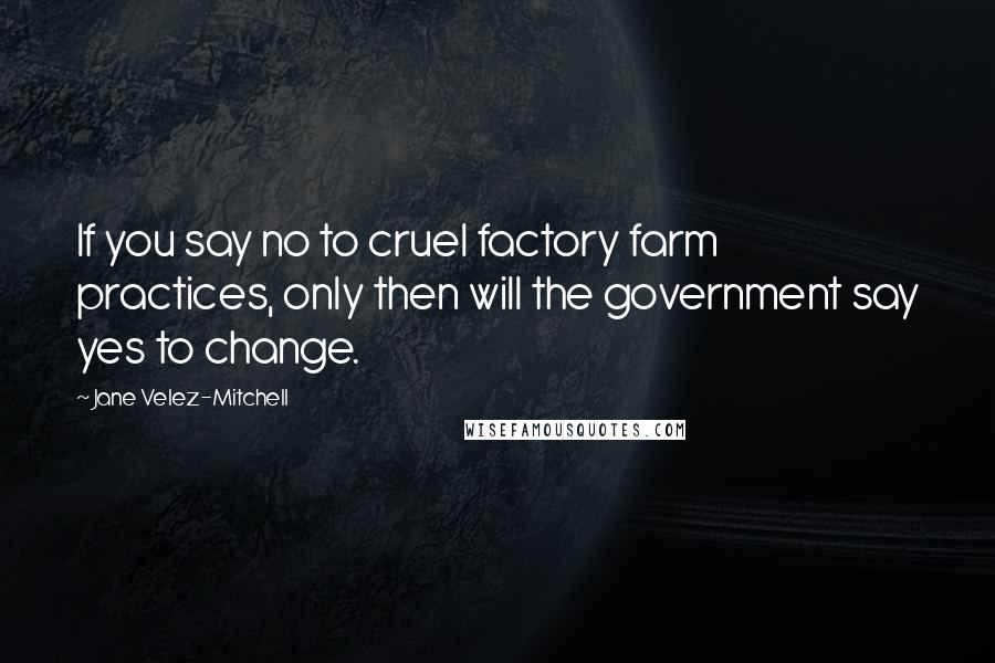 Jane Velez-Mitchell Quotes: If you say no to cruel factory farm practices, only then will the government say yes to change.