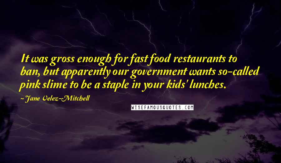 Jane Velez-Mitchell Quotes: It was gross enough for fast food restaurants to ban, but apparently our government wants so-called pink slime to be a staple in your kids' lunches.