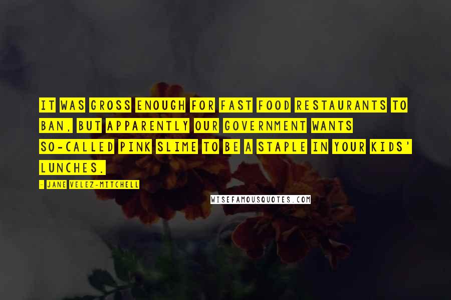Jane Velez-Mitchell Quotes: It was gross enough for fast food restaurants to ban, but apparently our government wants so-called pink slime to be a staple in your kids' lunches.