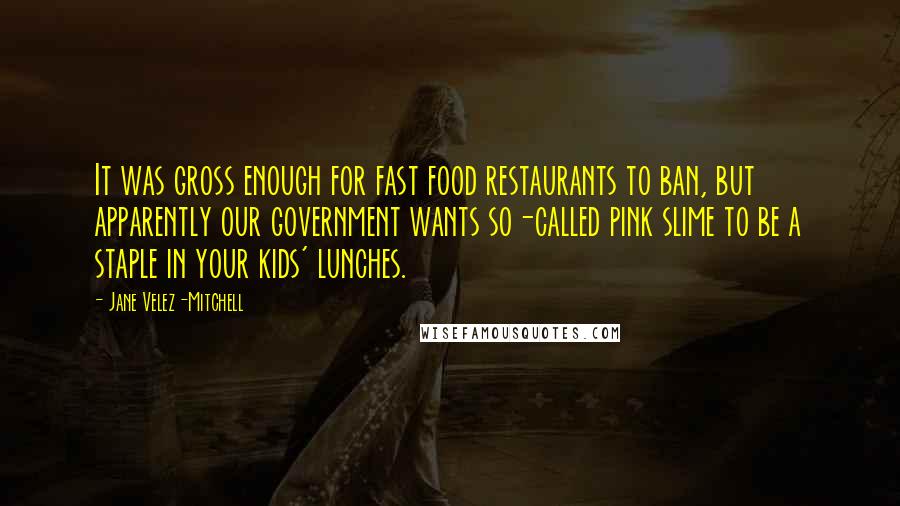 Jane Velez-Mitchell Quotes: It was gross enough for fast food restaurants to ban, but apparently our government wants so-called pink slime to be a staple in your kids' lunches.