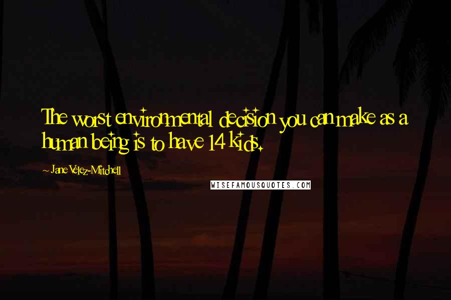 Jane Velez-Mitchell Quotes: The worst environmental decision you can make as a human being is to have 14 kids.