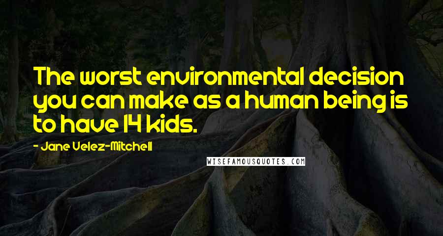 Jane Velez-Mitchell Quotes: The worst environmental decision you can make as a human being is to have 14 kids.