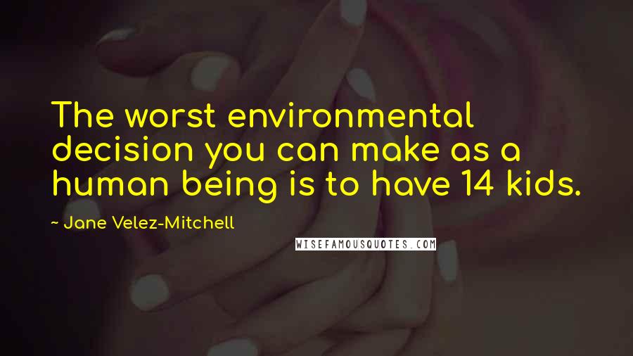 Jane Velez-Mitchell Quotes: The worst environmental decision you can make as a human being is to have 14 kids.