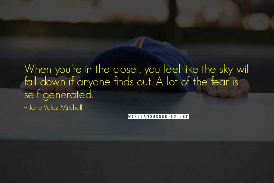 Jane Velez-Mitchell Quotes: When you're in the closet, you feel like the sky will fall down if anyone finds out. A lot of the fear is self-generated.