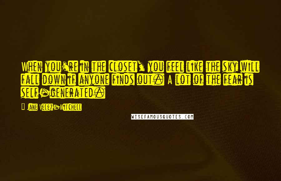 Jane Velez-Mitchell Quotes: When you're in the closet, you feel like the sky will fall down if anyone finds out. A lot of the fear is self-generated.