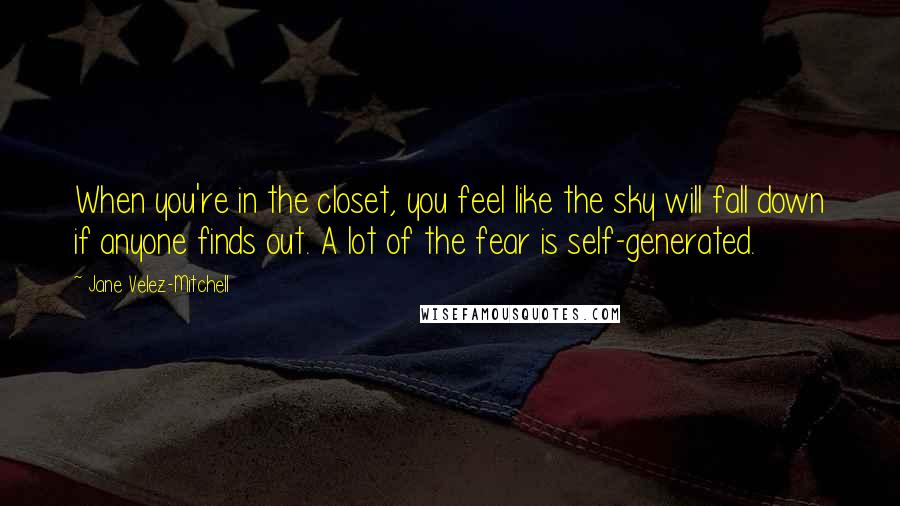 Jane Velez-Mitchell Quotes: When you're in the closet, you feel like the sky will fall down if anyone finds out. A lot of the fear is self-generated.