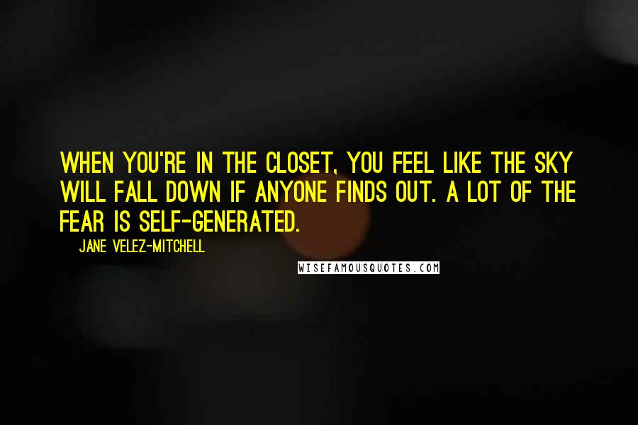 Jane Velez-Mitchell Quotes: When you're in the closet, you feel like the sky will fall down if anyone finds out. A lot of the fear is self-generated.