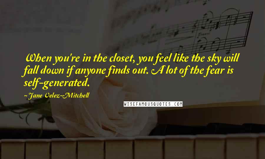 Jane Velez-Mitchell Quotes: When you're in the closet, you feel like the sky will fall down if anyone finds out. A lot of the fear is self-generated.