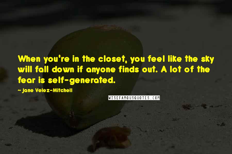 Jane Velez-Mitchell Quotes: When you're in the closet, you feel like the sky will fall down if anyone finds out. A lot of the fear is self-generated.