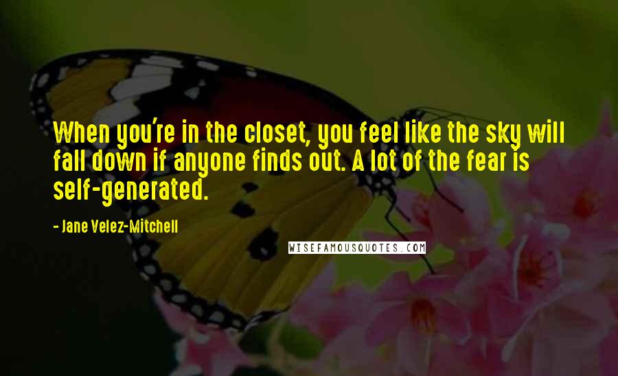 Jane Velez-Mitchell Quotes: When you're in the closet, you feel like the sky will fall down if anyone finds out. A lot of the fear is self-generated.