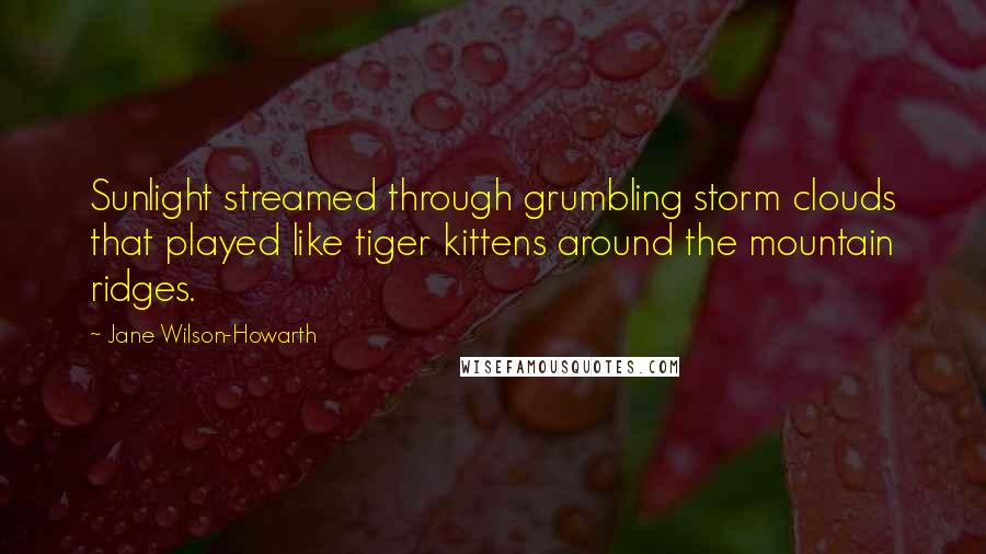 Jane Wilson-Howarth Quotes: Sunlight streamed through grumbling storm clouds that played like tiger kittens around the mountain ridges.