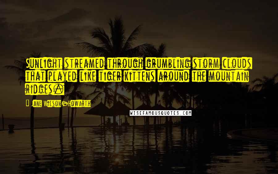 Jane Wilson-Howarth Quotes: Sunlight streamed through grumbling storm clouds that played like tiger kittens around the mountain ridges.