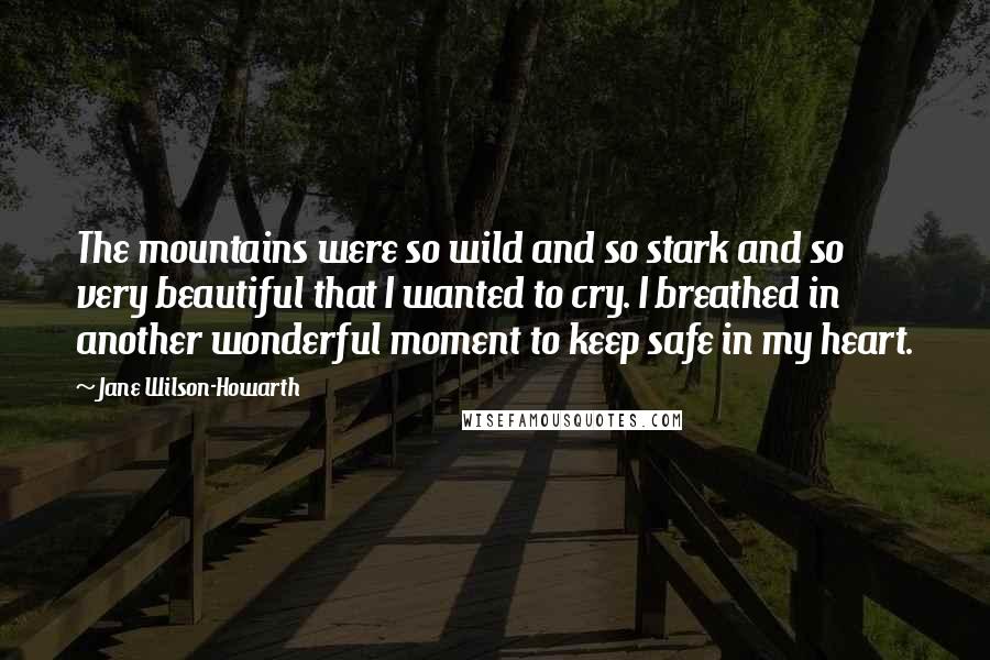 Jane Wilson-Howarth Quotes: The mountains were so wild and so stark and so very beautiful that I wanted to cry. I breathed in another wonderful moment to keep safe in my heart.