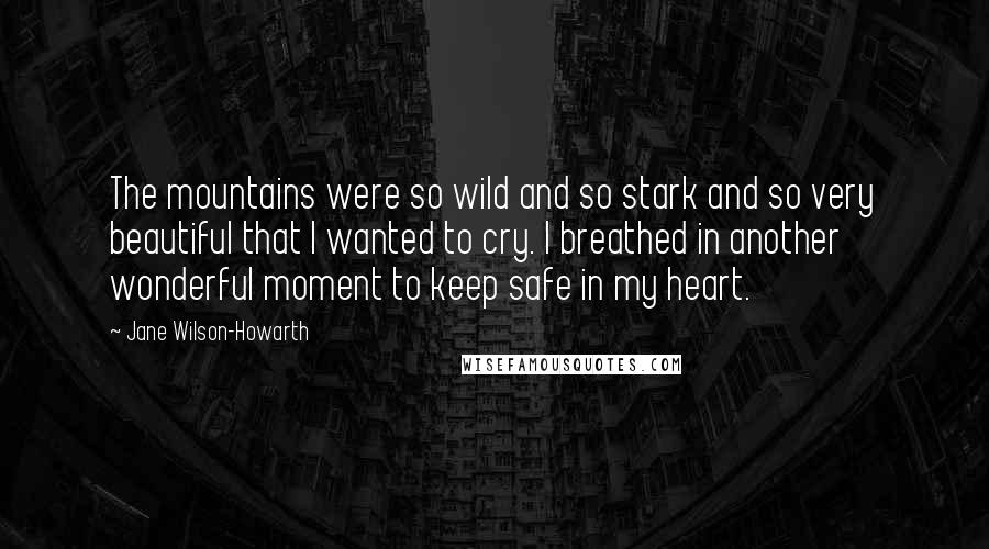 Jane Wilson-Howarth Quotes: The mountains were so wild and so stark and so very beautiful that I wanted to cry. I breathed in another wonderful moment to keep safe in my heart.