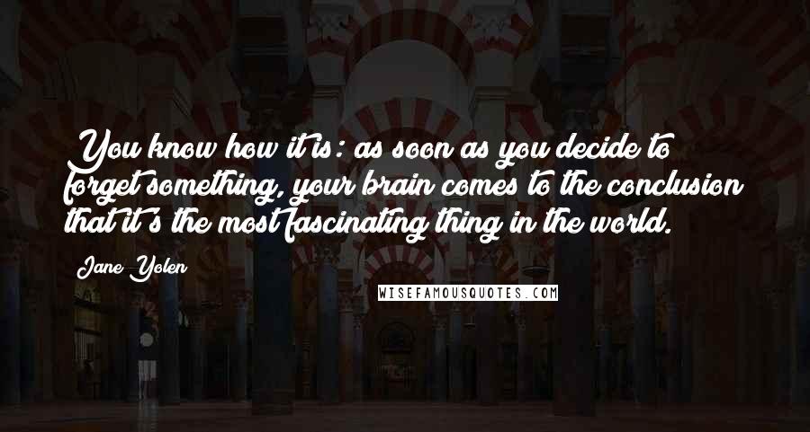 Jane Yolen Quotes: You know how it is: as soon as you decide to forget something, your brain comes to the conclusion that it's the most fascinating thing in the world.