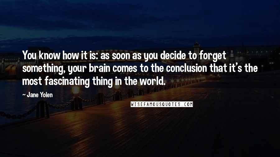 Jane Yolen Quotes: You know how it is: as soon as you decide to forget something, your brain comes to the conclusion that it's the most fascinating thing in the world.