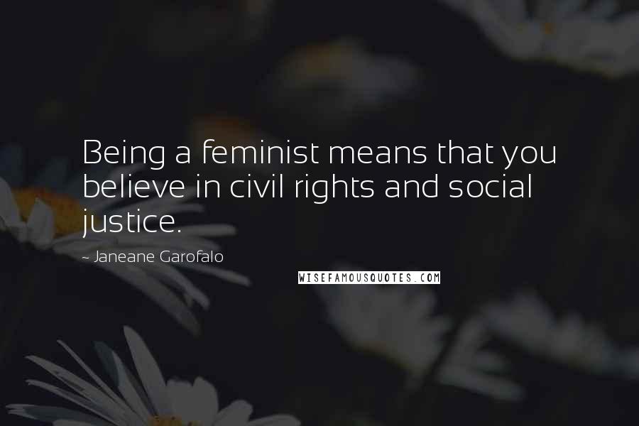 Janeane Garofalo Quotes: Being a feminist means that you believe in civil rights and social justice.