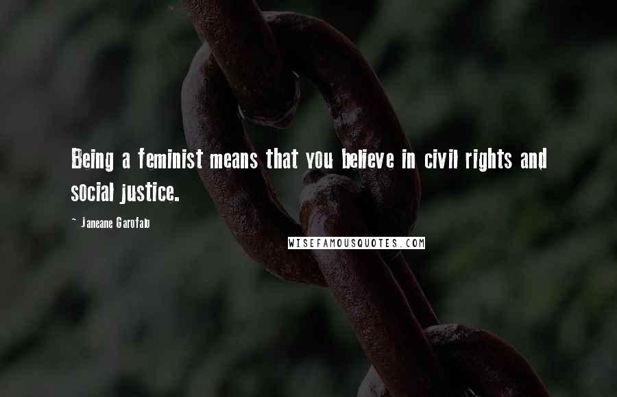 Janeane Garofalo Quotes: Being a feminist means that you believe in civil rights and social justice.
