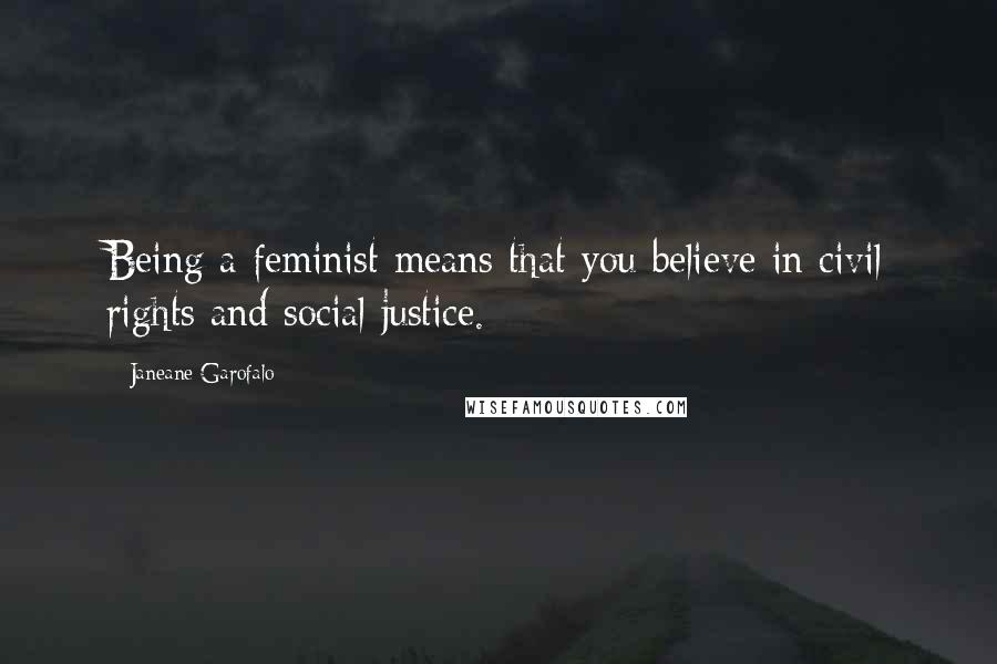 Janeane Garofalo Quotes: Being a feminist means that you believe in civil rights and social justice.