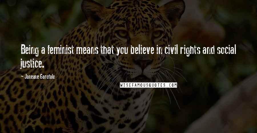 Janeane Garofalo Quotes: Being a feminist means that you believe in civil rights and social justice.
